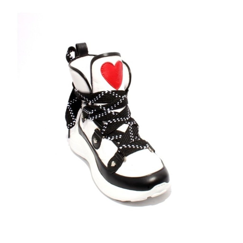Moschino 15286b White / Black Leather Fashion Platform Sneakers